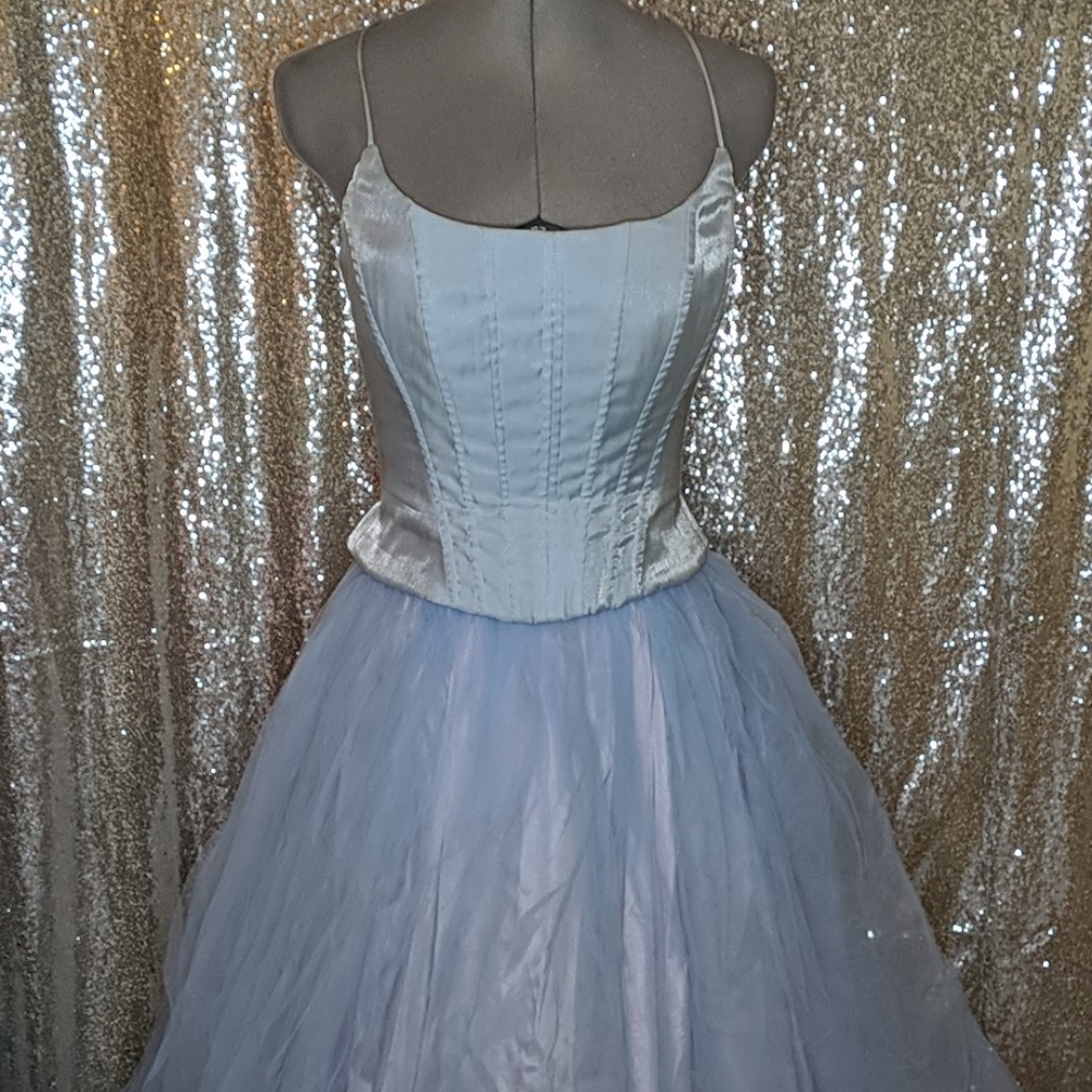 Elegant Light Blue Prom Dress with Corset Bodice